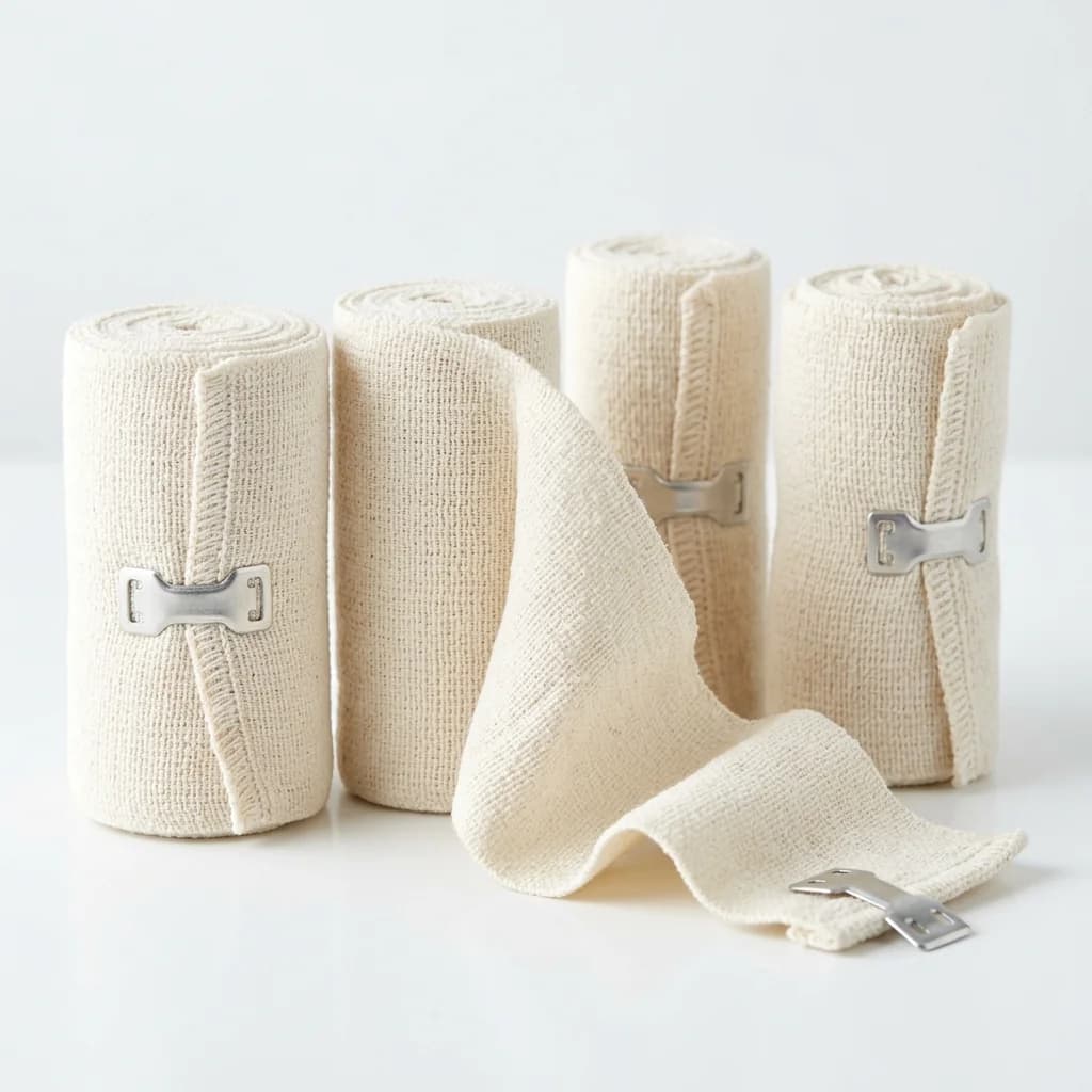 Crepe and elastic medical bandage rolls