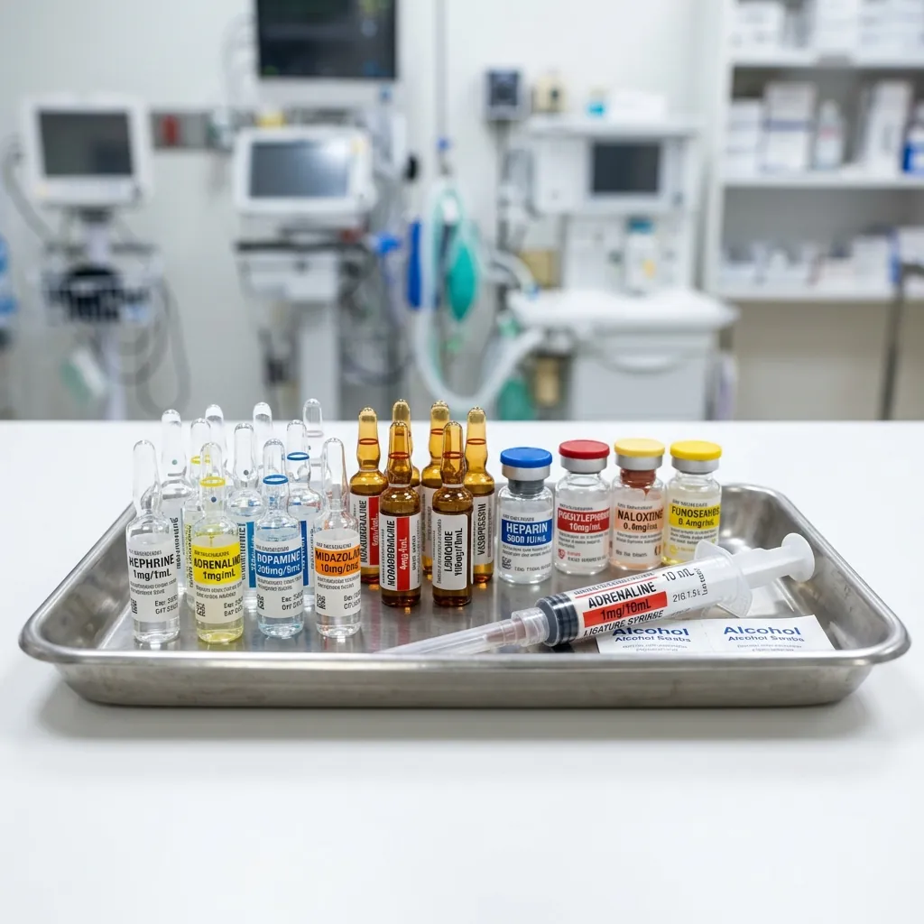 ICU critical care medicines including emergency vasopressors, sedation ampoules and pre-filled syringes